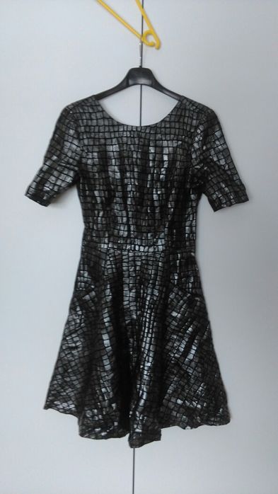 Sukienka Simple Boutique czarna metaliczna srebrna