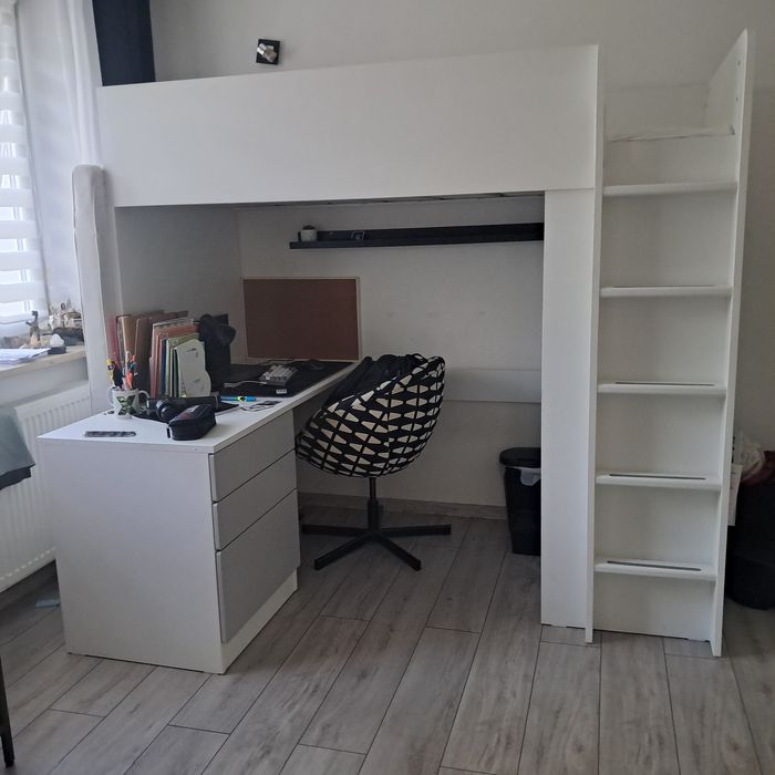 IKEA Łóżko na antresoli z szafą i biurkiem Ikea smastad