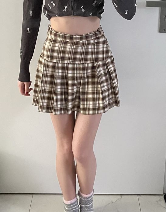 spódniczka dziecięca w kratę w kratkę krótka H&M dla dziewczynek