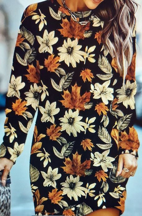 Nowa Elegancka sukienka damska Plus Size XL z długim rękawem