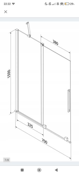 Parawan nawannowy 2-skrzydłowy rozsuwany 70 x 150 cm