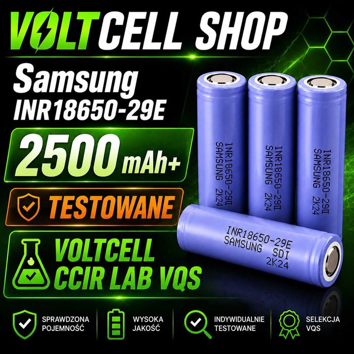 50 szt. Samsung 29E 2500+ mAh OGNIWO BATERIA Li-Ion 18650 TESTOWANE Akumulator