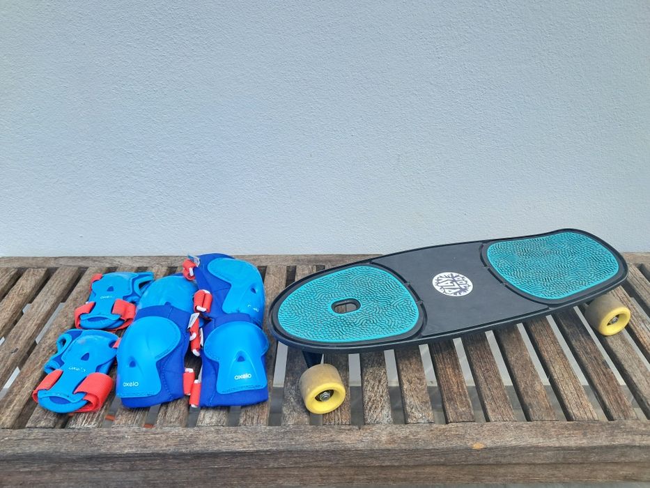 Conjunto Skate board Oxelo + Kit de Proteções Infantis (6 peças)