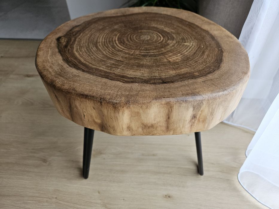 Unikatowy stolik kawowy z litego drewna - orzecha, naturalne drewno, rustykalny, loft