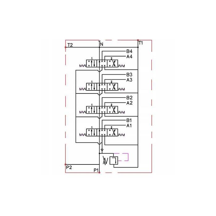 Rozdzielacz hydrauliczny 4 sekcyjny 80L +4x KIT