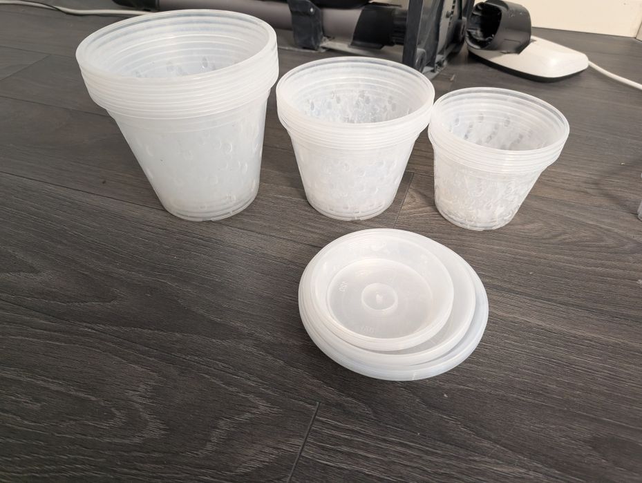 Doniczki z bocznymi dziurami przezroczyste hydroponika