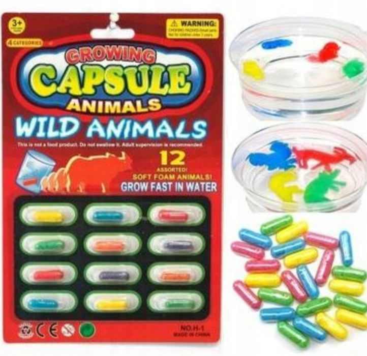 Magiczne kapsułki rosnące w wodzie DZIKIE ZWIERZĘTA 

Zestaw 12 sztuk