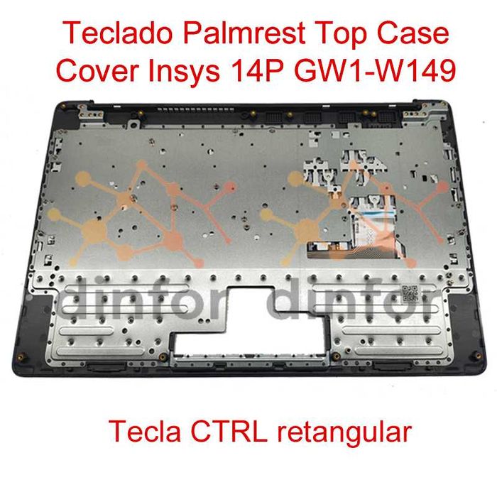 Teclado Palmrest Top Case Cover Insys 14P GW1-W149 c/ CTRL retangular