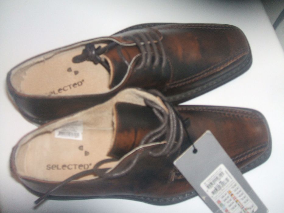 buty pantofle półbuty męskie 40 nowe skórzane portugal lakierki