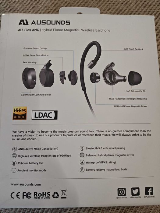 Bluetooth-наушники Ausounds AU-Flex ANC LDAC 990 kbps Hybrid Planar