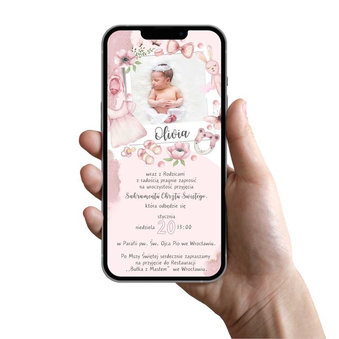 Zaproszenie na Chrzest Święty, e-zaproszenie WZORY 24h