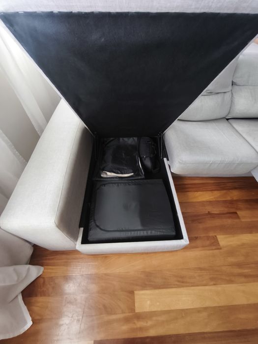 Sofá 3 lugares chaise longue cinzento