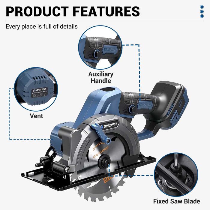 Serra Circular Profissional DrillPro | 2200w | Brushless | Sem fio