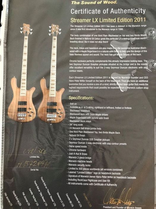 Warwick Streamer LX LTD 2011