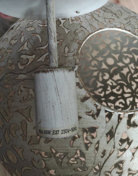 Lampa wisząca ESEO ażurowa – Styl Marokański / Boho – Biała Przecieran