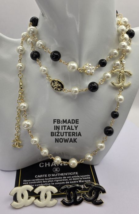 Naszyjnik korale sztuczne perły chanel 102cm