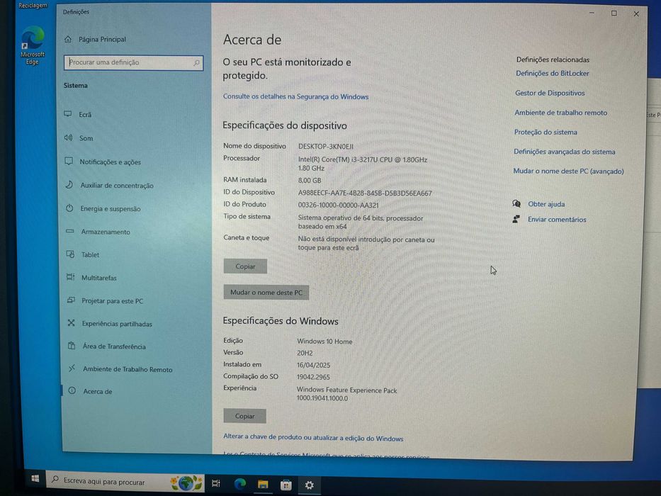 Computador NUC Intel i3-3217U + monitor, teclado e rato Dell
