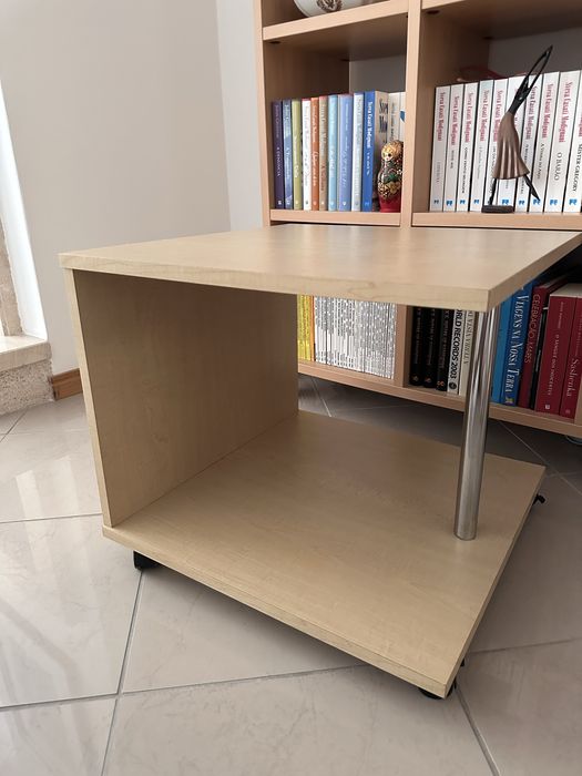 Headboard / Side Table Made of Wood and Metal with Casters64730298647297124