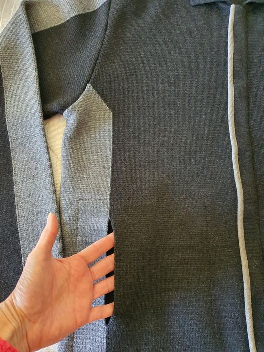 Stylowy męski kardigan z wełną na zamek z kołnierzykiem XXL