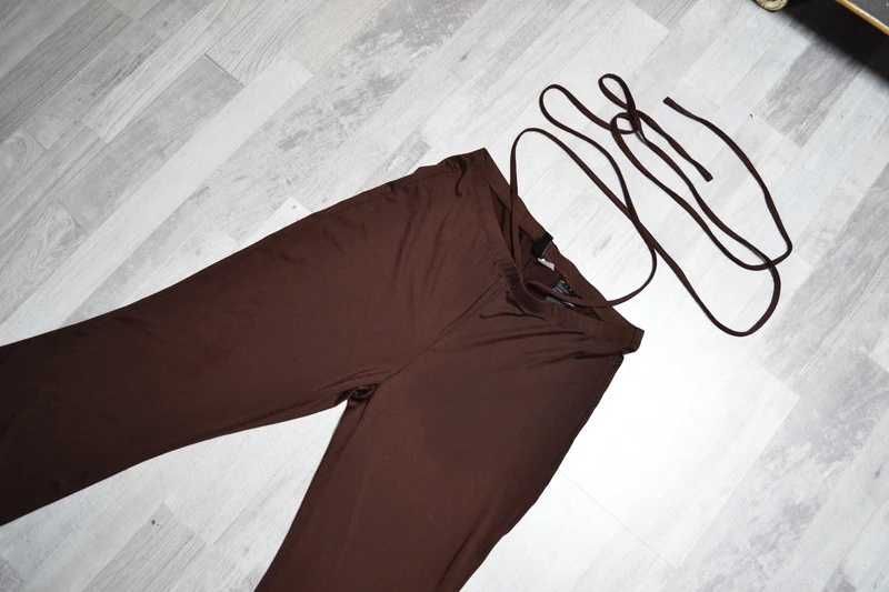 Brązowe spodnie z szerokimi nogawkami Dzwony h&m M