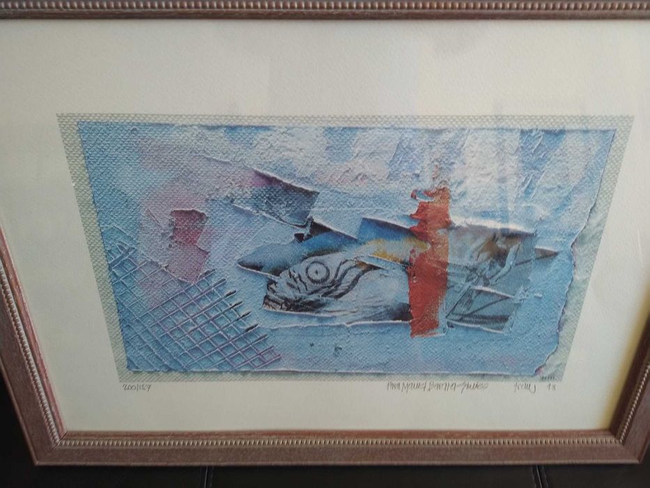 Serigrafia, emoldurada, "Peixe". Série limitada e numerada.