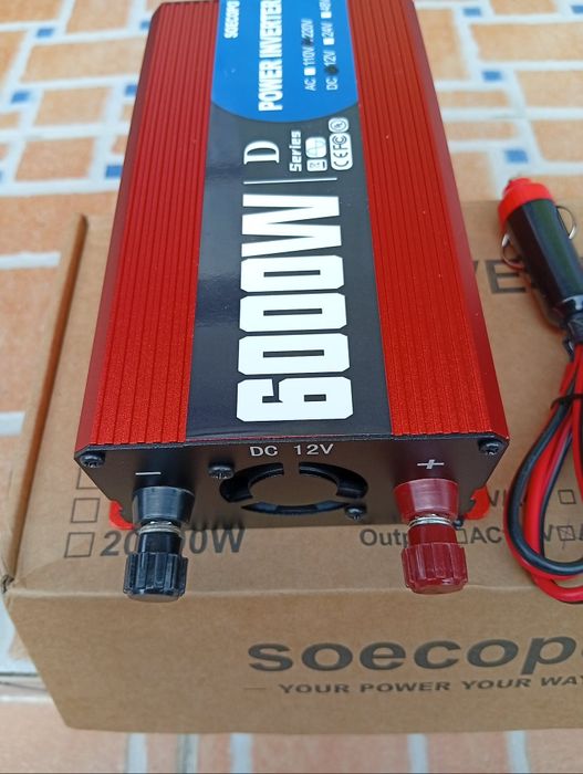 Inversores de potência.12 volts para 230 c/ 6000 watts continuos.
Potência Máxima: 6000W. Entrada/Saída: Entrada de 12V DC
Basta uma bateria e fica co