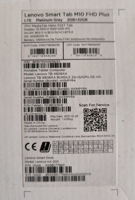 Tablet Lenovo Smart Tab M10 HD + Alexa