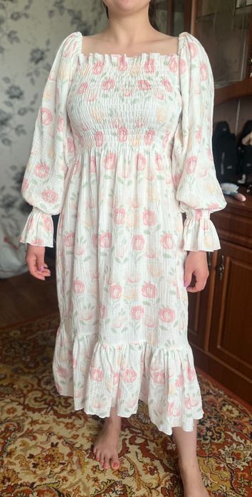 Муслінова сукня з натуральної бавовни розмір універсальний від хсдо2хл