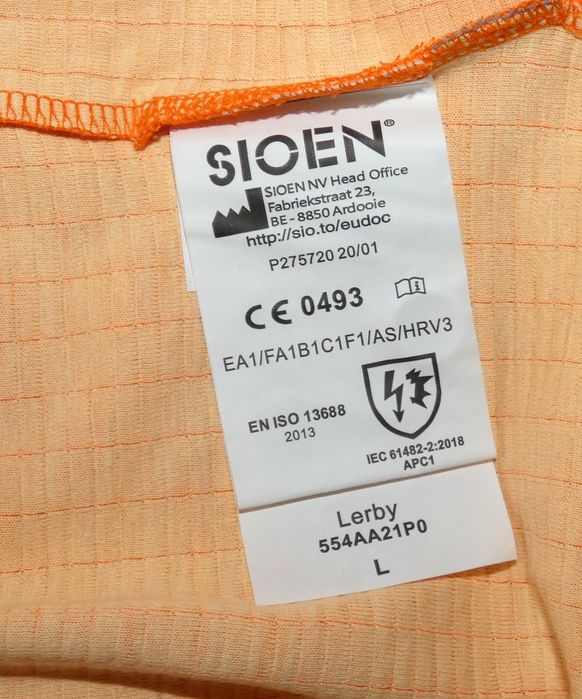 Новая огнестойкая сигнальная кофта поло SIOEN Lerby ARC FR (размер L) Бельгия