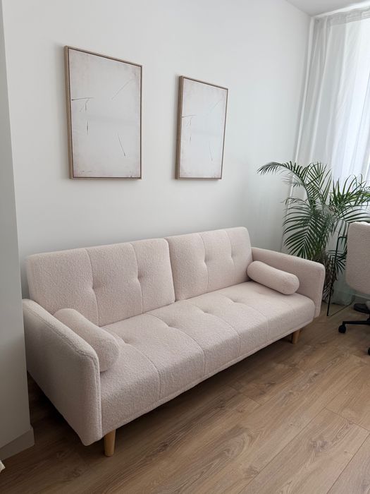 Sofá-Cama Sklum em Tecido Borrego (Bouclé) – Como Novo