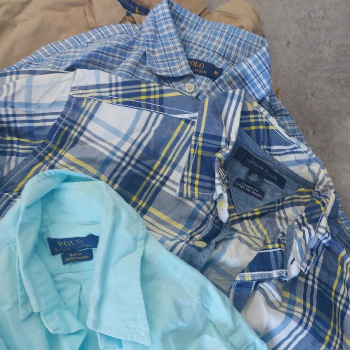 Pakiet markowych koszul Polo Ralph Lauren Tommy Lacoste Fred Perry patchwork upcycling