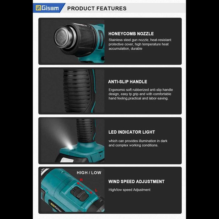 D61-Pistola máquina ar quente calor multifunções plásticos