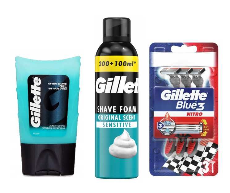 ZESTAW Gillette maszyki do golenia+ żel po goleniu+pianka do golenia