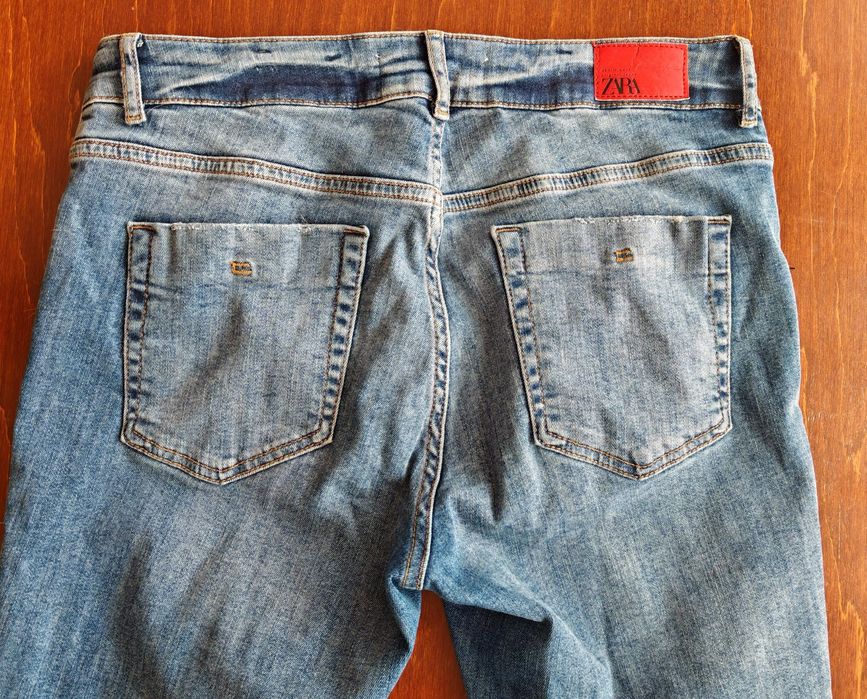 Spodnie jeansowe L 40 Zara niebieskie lampasy