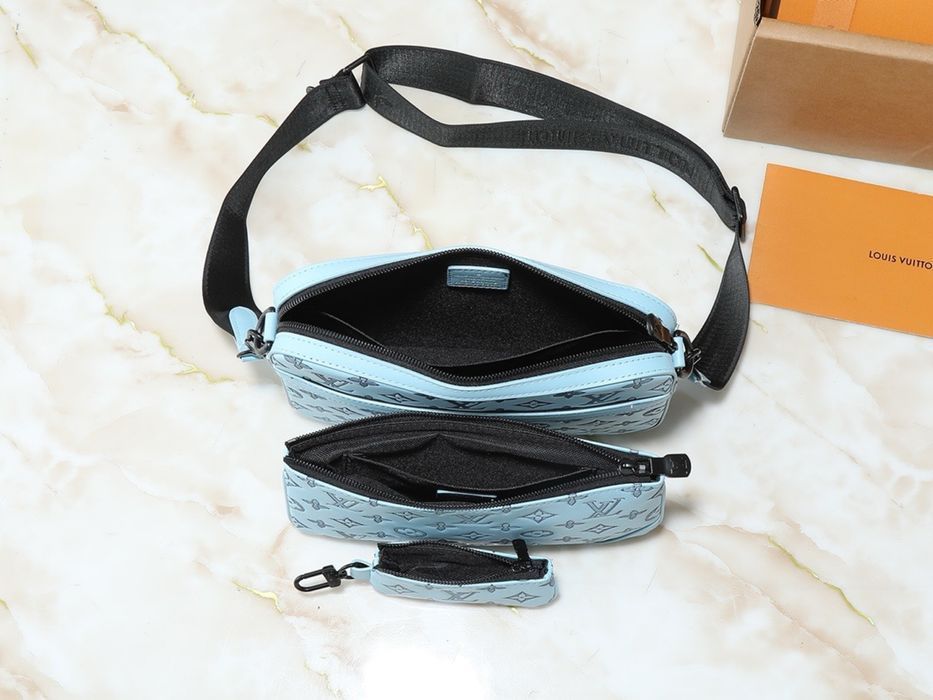 Louis Vuitton trio messenger 3v1 сумка голубая мужская кожаная