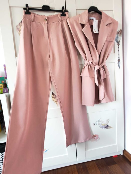 Set kamizelka i spodnie wide leg uni