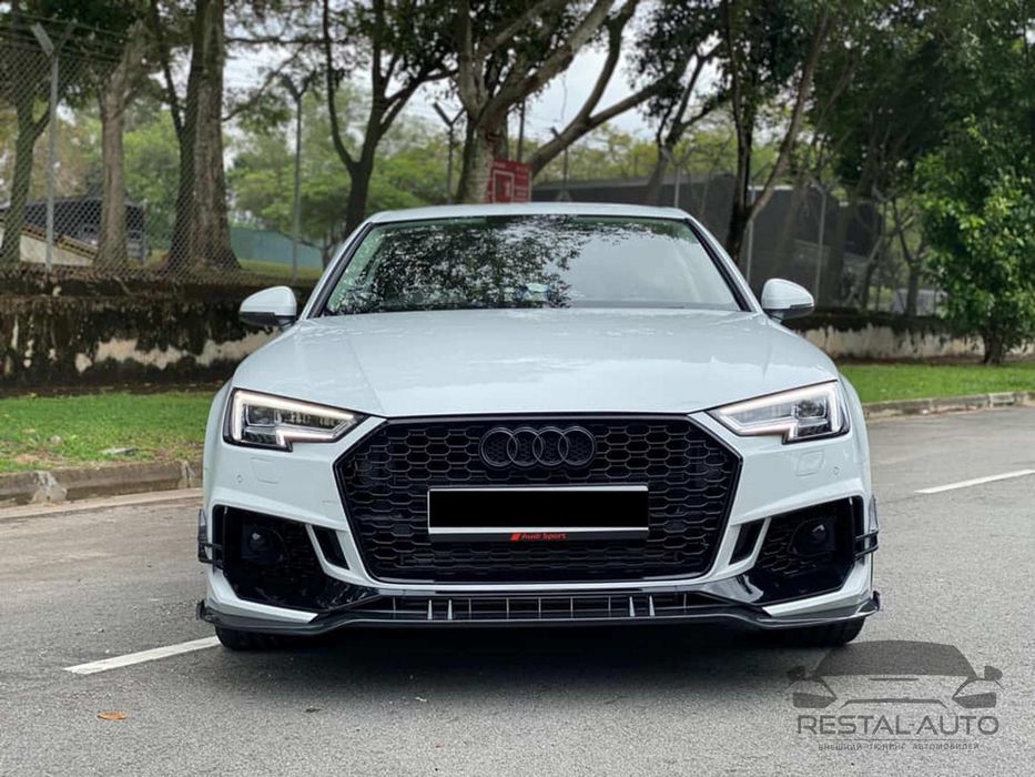 Передний бампер Audi A4 B9 2015-2019 год RSU в стиле RS4 Под радары