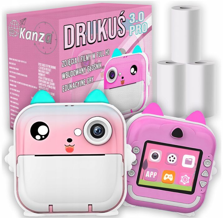 Aparat Drukujący Zdjęcia Natychmiastowy Drukarka Termicza Drukuś Rolki