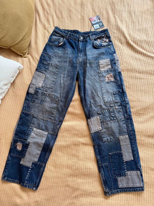 Джинси Derschutze 32 blossom v2 patchwork Denim dark indigo