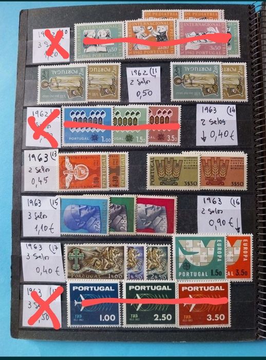 Selos de Portugal novos c/goma original. 1956 a 1965 e Outros