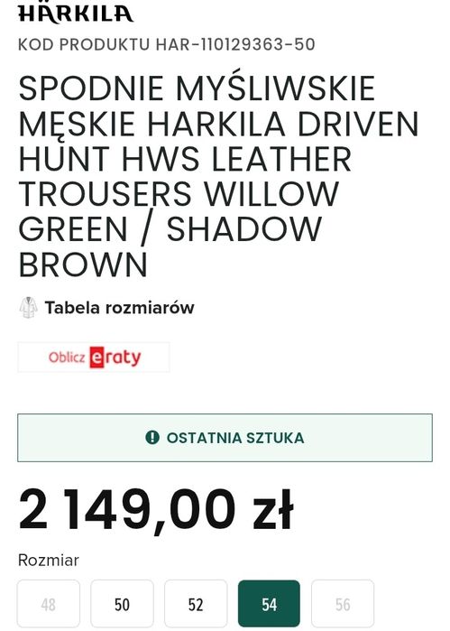 Harkila spodnie Driver Hunt HVS roz 54