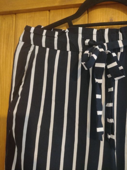 Spodnie w paski szerokie viskoza H&M XL wysoki stan