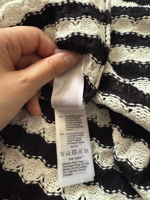 Czarny biały dwukolorowy bawełniany sweter w paski Rainbow 40/42