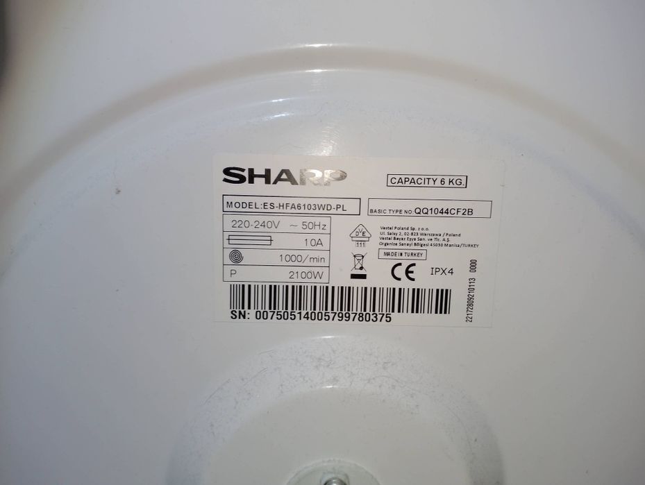 Pralka Sharp uszkodzona