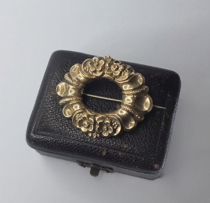 Biedermeier broszka złota antyk