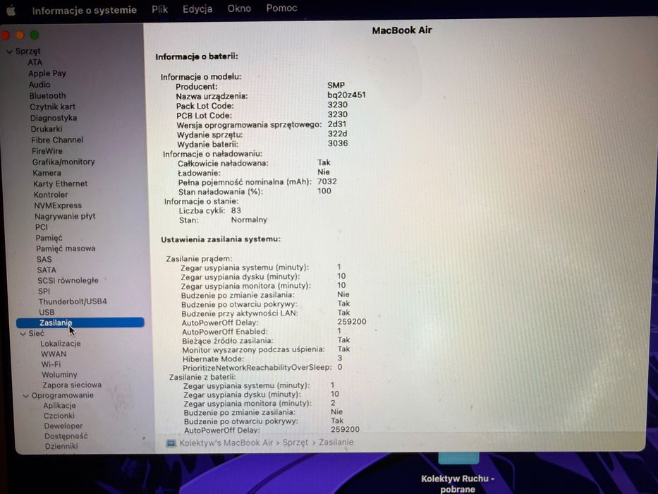 MacBook Air (Intel i5, 8GB ram, 512 GB) - nowa bateria