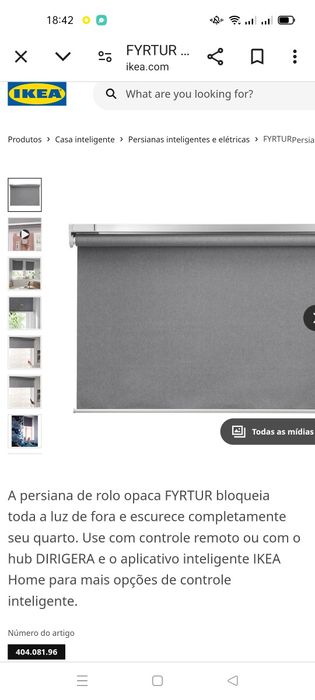Estore de correr inteligente Fyrtur, IKEA. NOVO