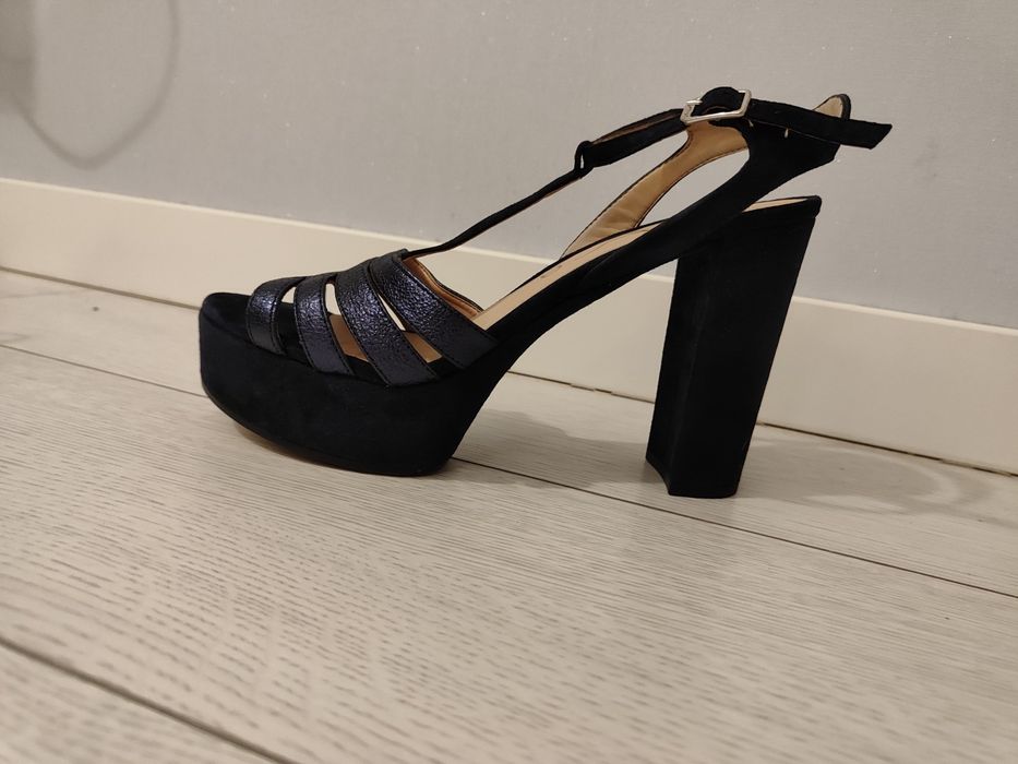 Босоніжки сині,натуральна замша