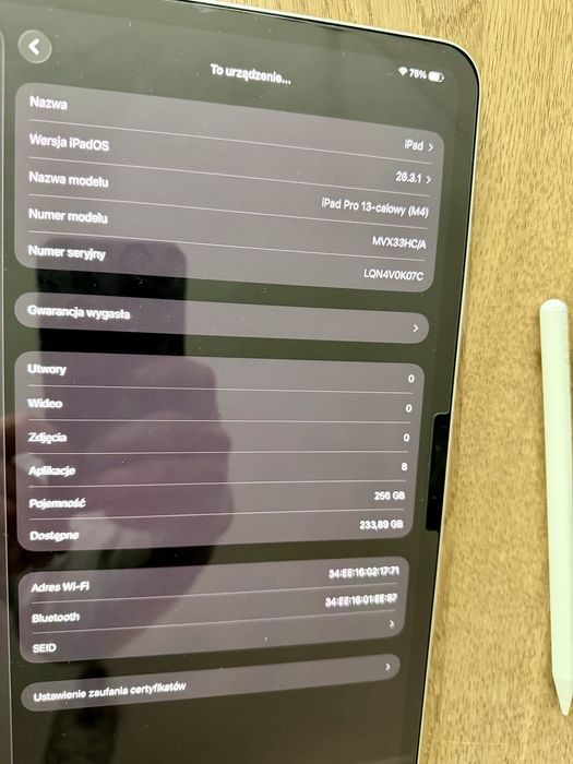 Ipad Pro M4 13” 256Gb Zestaw