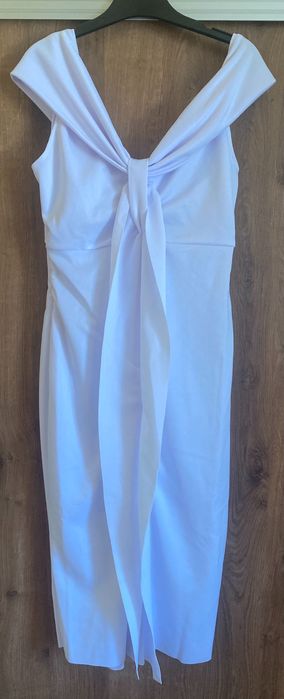 Elegancka prosta biała suknia jak grecka lub ślubna MIDI